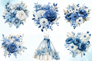 Watercolor Wedding Blue Flowers Clipart Illustration Illustrations Imprimables Par CreativeDesign 3