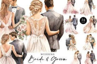 Wedding Bride and Groom Back Clipart Illustration Illustrations Imprimables Par DesignScotch 1