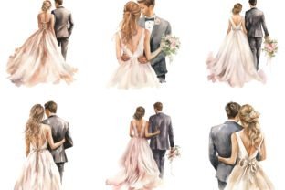 Wedding Bride and Groom Back Clipart Illustration Illustrations Imprimables Par DesignScotch 2