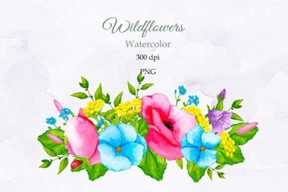 Wildflowers. Watercolor Sublimation. PNG Grafik Druckbare Illustrationen Von Watercolor_by_Alyona
