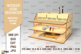 Wooden Desk Organizers Laser Cut Bundle Afbeelding 3D-SVG Door Digital Idea 6