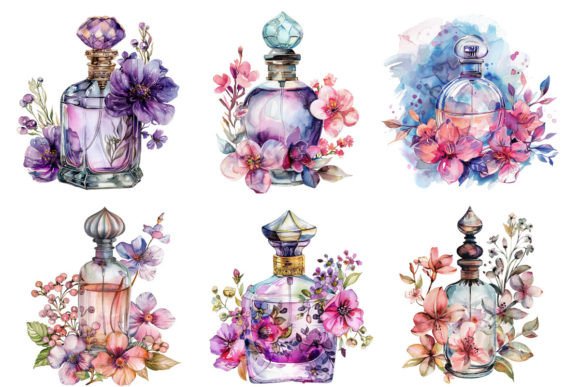 Watercolor Vintage Decorated Perfume Gráfico PNG transparentes AI Por Nayem Khan