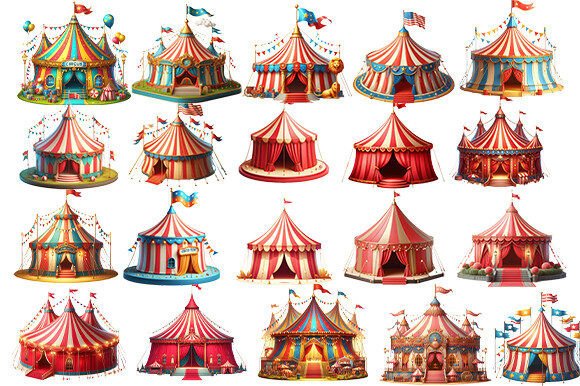 20 Vintage Circus Tent Graphic AI Transparent PNGs By hinaanayat4545