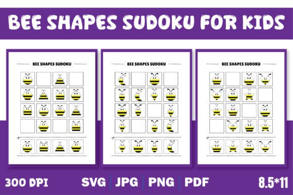 Bee Shapes Sudoku for Kids Gráfico PreK Por Endro