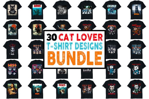 Bundle Cats Lovers T-shirt Designs PNG Graphic T-shirt Designs By ORMCreative