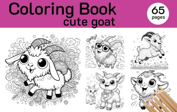 Coloring Book Cute Goat Gráfico Páginas para colorear IA Por Nad 07 July Studio Design