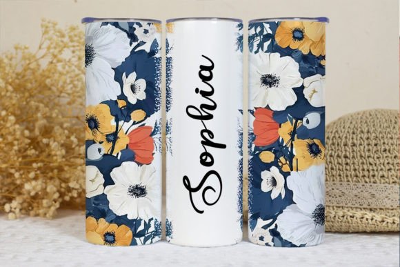 Custom Name Floral Border Tumbler Wrap Graphic Crafts By BonnyDesign