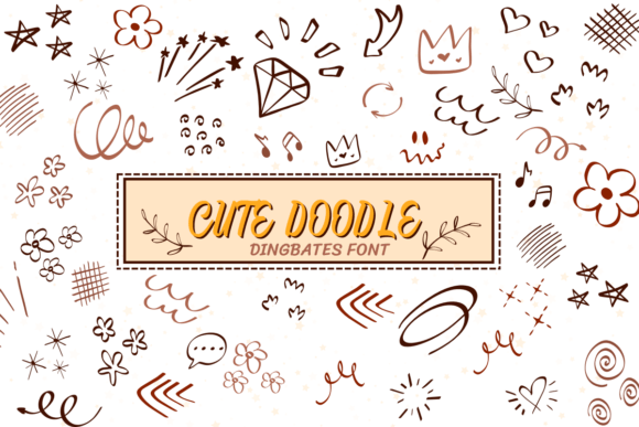 Cute Doodle Font Dingbat Font Di PraewDesigns