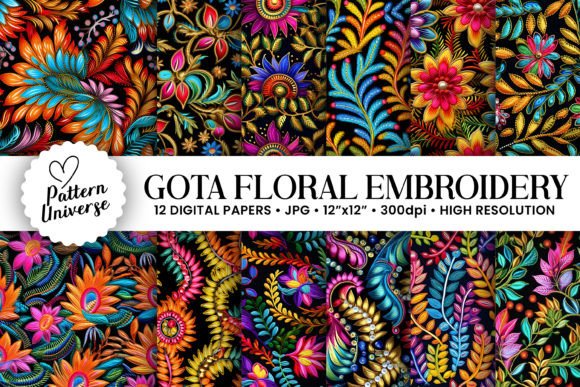 Gota Embroidery Pattern Digital Papers Graphic Patterns By Pattern Universe