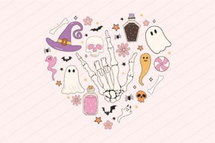 Halloween Love Retro Heart Witch Svg Png Graphic T-shirt Designs By Svg Box 1