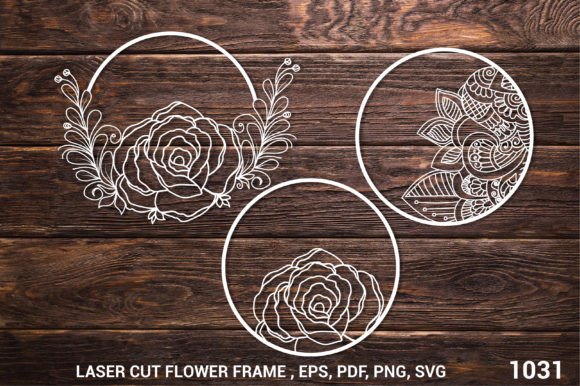 Laser Cut Flower Frame SVG Bundle 1031 Grafik 3D SVG Von kamrun82