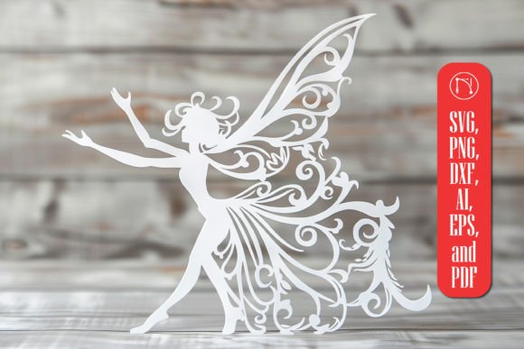 Laser Cut Wood Fairy SVG Cut File Illustration SVG 3D Par NGISED