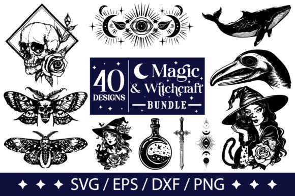 Magic and Witchcraft Bundle, Mystical Sv Grafik Plotterdateien Von DelArtCreation