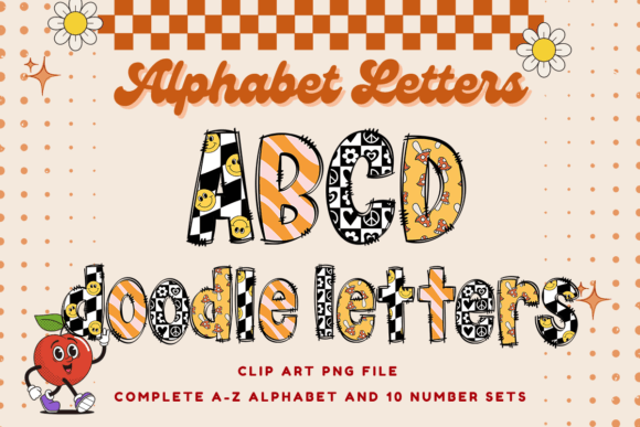 Retro Doodle Alphabet Vintage Letters_10 Graphic Illustrations By paepaeshop168