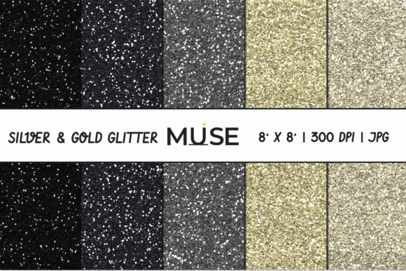Silver Gold Glitter Digital Paper Graphic Patterns By uimuse