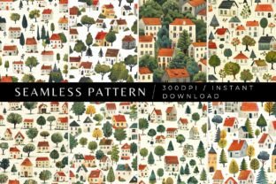 Town Houses Seamless Patterns Graphic Patterns By Inknfolly 1
