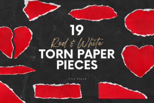 19 Red & White Torn Paper Pieces Illustration Objets Graphiques de Haute Qualité Par Ksuview 1