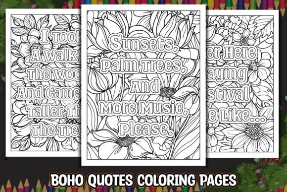 Boho Quotes Coloring Pages Graphic Coloring Pages & Books Adults By protabsorkar11