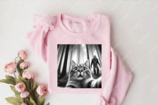 Cat and Bigfoot Selfie Graphic T-shirt Designs By SR Design 6