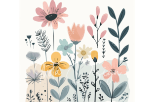 Cute Cartoon Flowers Watercolor Clipart Graphic AI Graphics By Ikota Design 3
