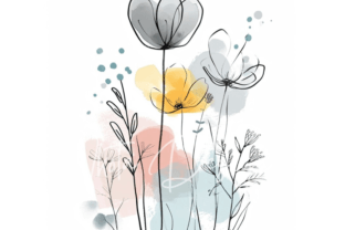 Cute Cartoon Flowers Watercolor Clipart Graphic AI Graphics By Ikota Design 5