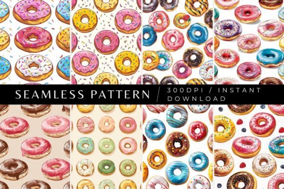 Donut Medley Seamless Patterns Graphic Patterns By Inknfolly