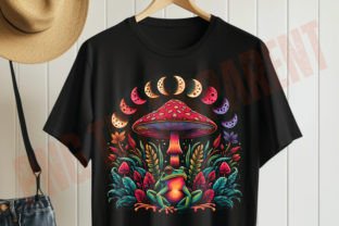 Enchanted Frog Art Png, Vintage Mushroom Illustration Designs de T-shirts Par DeeNaenon 2