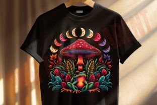 Enchanted Frog Art Png, Vintage Mushroom Illustration Designs de T-shirts Par DeeNaenon 4