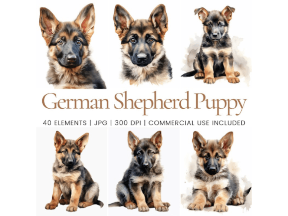 German Shepherd Puppy Clipart Graphic AI Graphics By Ikota Design