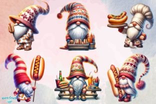 Hot Dog Gnome Watercolor Clipart Graphic AI Transparent PNGs By Vera Craft 6