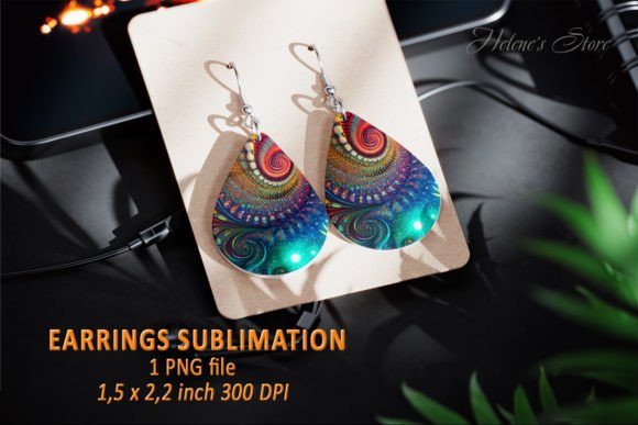 Retro Teardrop Earrings Sublimation PNG Afbeelding Crafts Door Helene's store