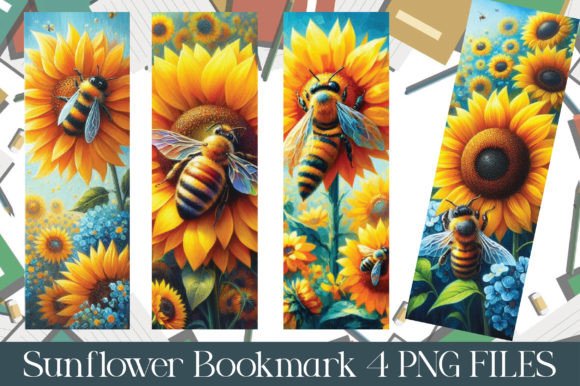 Sunflower Bookmark, Bee Bookmark Illustration Artisanat Par CraftArtStudio