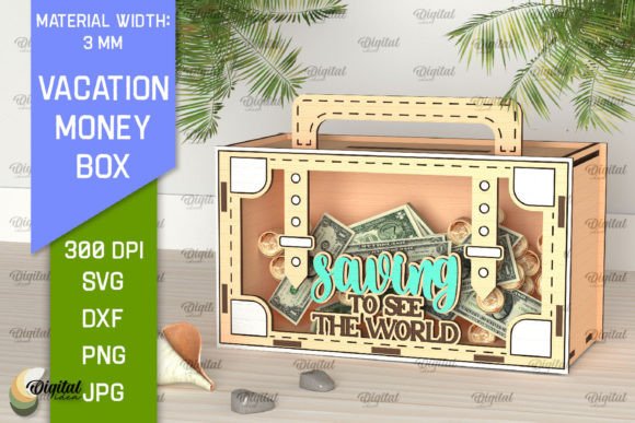 Vacation Money Box Laser Cut SVG Illustration SVG 3D Par Digital Idea