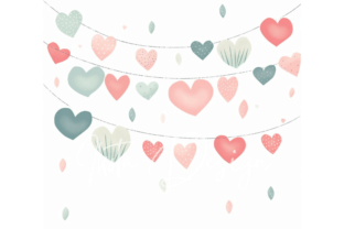 Valentine's Heart Garland Clipart Graphic AI Graphics By Ikota Design 2