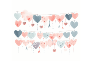 Valentine's Heart Garland Clipart Graphic AI Graphics By Ikota Design 5