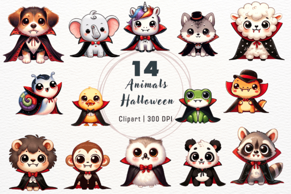 Watercolor Animals Halloween Clipart Graphic Illustrations By Skye Design