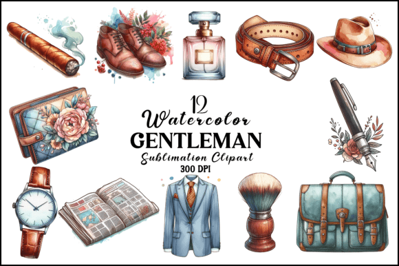 Watercolor Gentleman Sublimation Clipart Graphic AI Illustrations By Naznin sultana jui