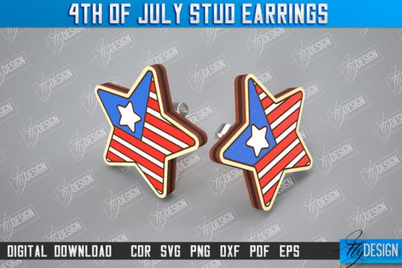 4th of July Stud Earrings Design | CNC Afbeelding Crafts Door flydesignsvg