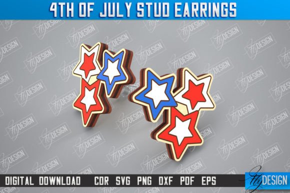 4th of July Stud Earrings Design | CNC Grafika Rękodzieła Przez flydesignsvg