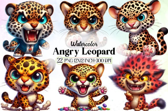 Angry Leopard Sublimation Clipart Graphic Illustrations By LibbyWishes