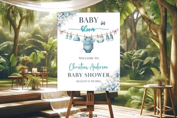 Baby Shower Welcome Sign L Baby in Bloom Graphic Print Templates By tanondesign
