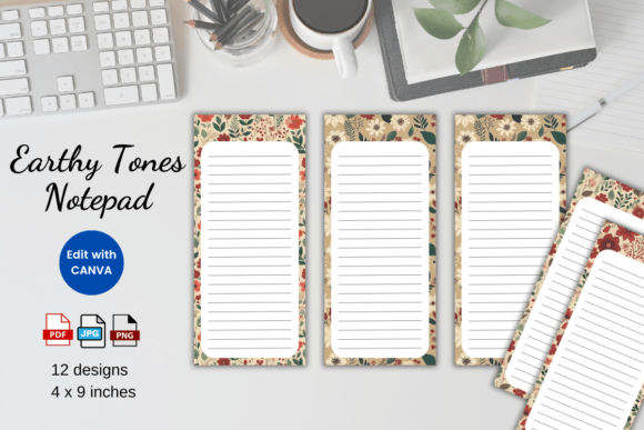 Earthy Tones Notepad Template Printable Graphic Print Templates By Dreamwings Creations