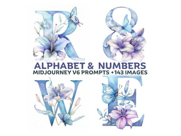 Floral Alphabet Midjourney Prompt Graphic AI Illustrations By LaLooLaArt