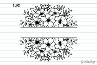 Flower Svg, Florals Split Monogram Svg. Grafik Druck-Vorlagen Von Dakhashop 10