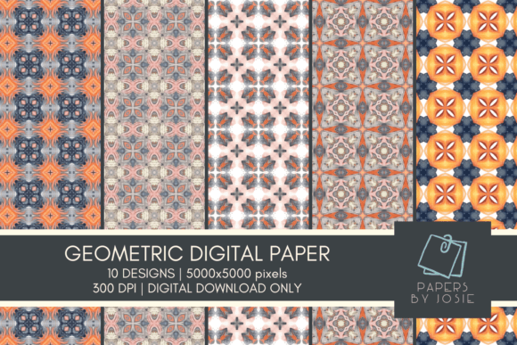 Geometric Pattern Digital Paper Gráfico Padrões de Papel Por papersbyjosie