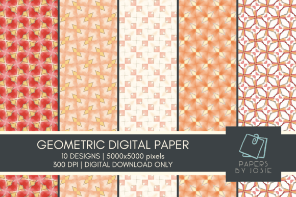 Geometric Pattern Digital Paper Graphic Patterns By papersbyjosie