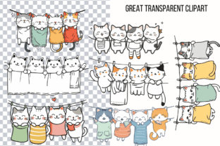 Hanging Cats Clipart Cute Cat Clip Art Afbeelding Afdrukbare Illustraties Door Paper Artsthetics 2
