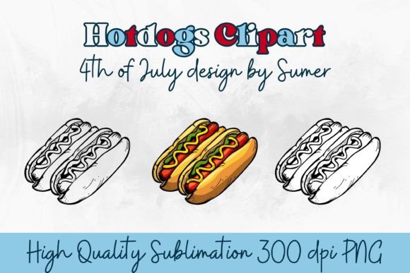 Hotdogs Clipart PNG 4th of July Picnic Graphic AI Graphics By Sumer Store