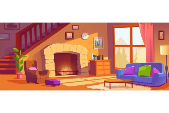 Living Room Cartoon Background Graphic Backgrounds By alexdndz