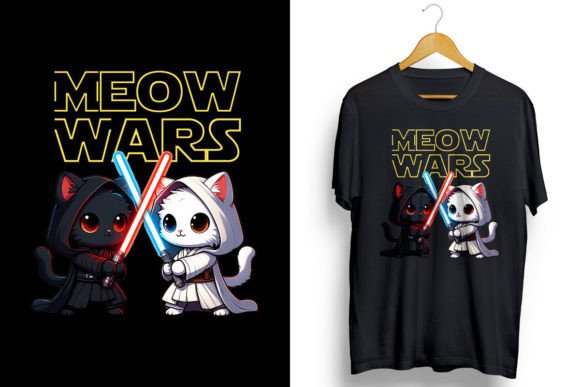 Meow Wars Funny Cat PNG Sublimation Graphic T-shirt Designs By ORMCreative